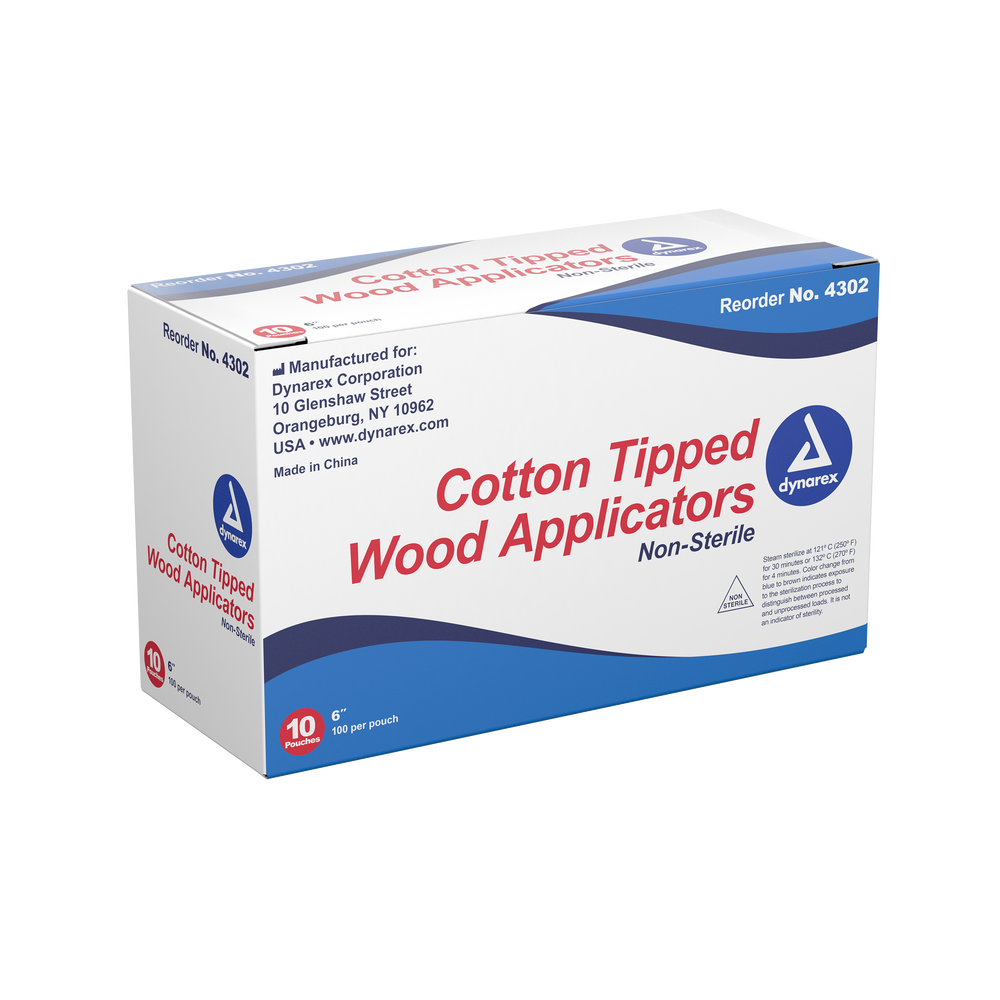 Cotton Tipped Wood Applicators Non-sterile 6"| Box/1000